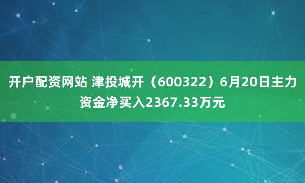 开户配资网站 津投城开（600322）6月20日主力资金净买入2367.33万元