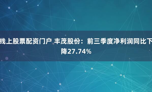 线上股票配资门户 丰茂股份：前三季度净利润同比下降27.74%
